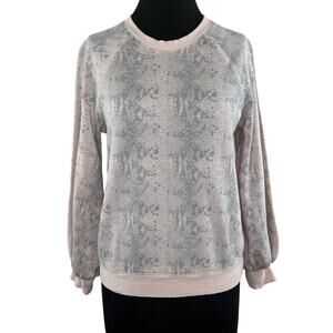 Studio David Lerner Terry Pink Gray Snakeskin Sweatshirt Pullover Top Medium M